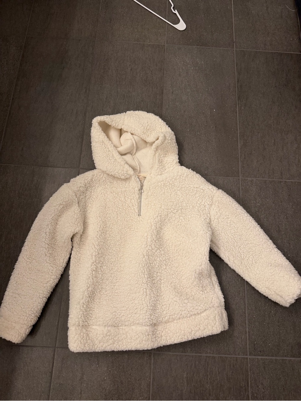Cozy Cream Sherpa Hooded Pullover for Kids